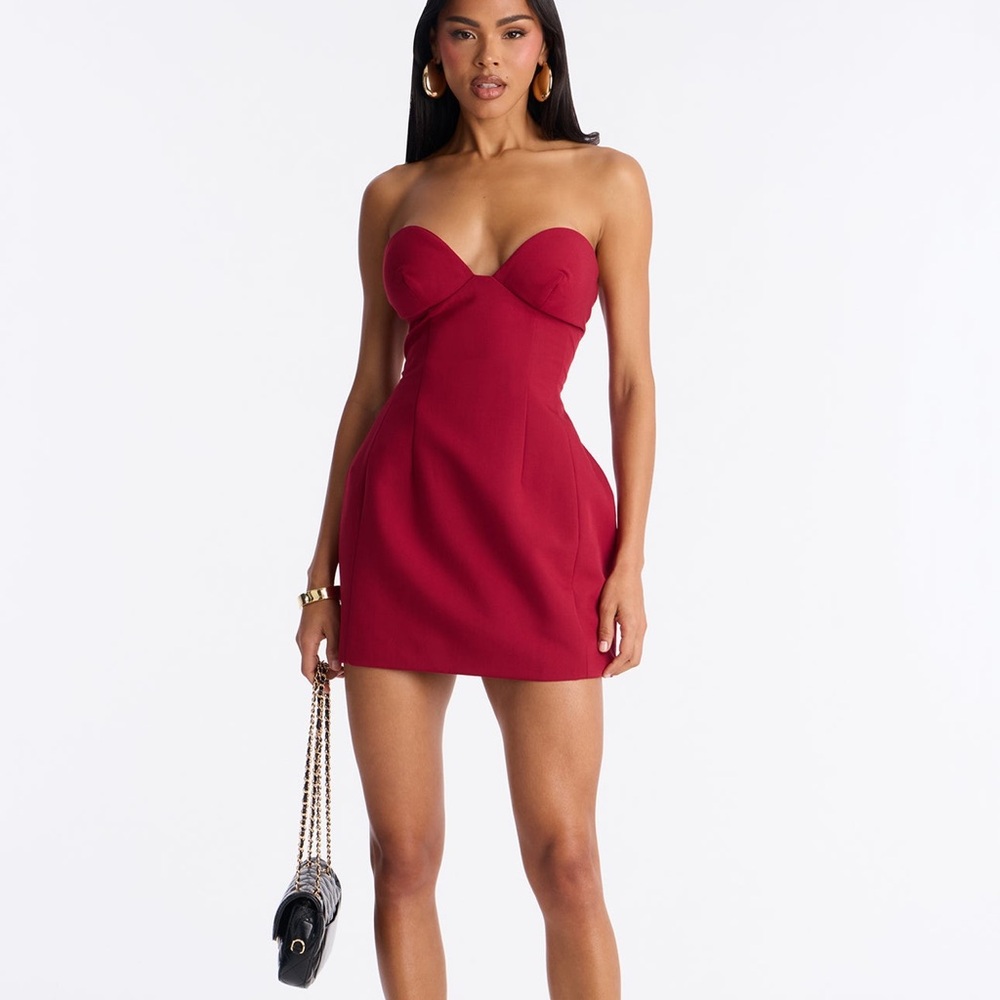Tube top strapless red mini dress